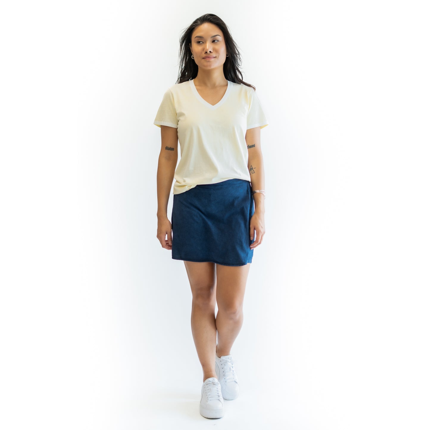 Short sleeve T Shirt V-neck 100P Spray