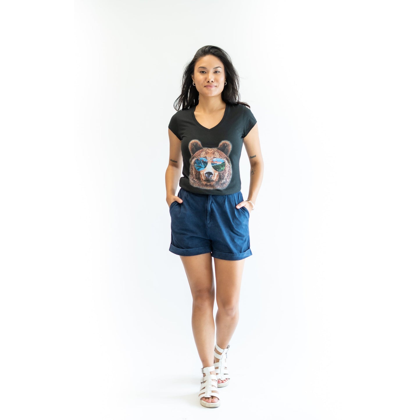Short sleeve V-Neck t-shirt Animal PRINT