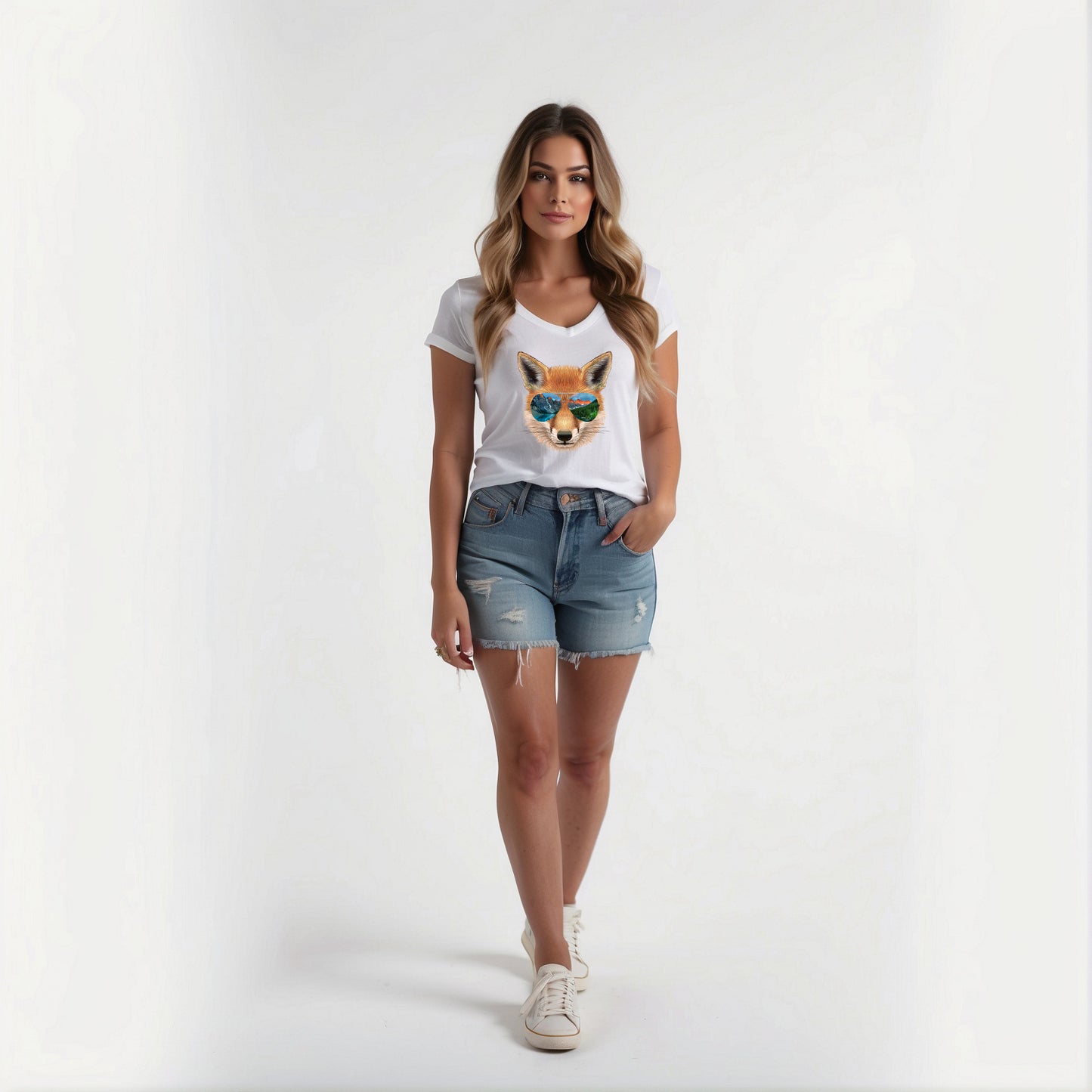 Short sleeve V-Neck t-shirt Animal PRINT