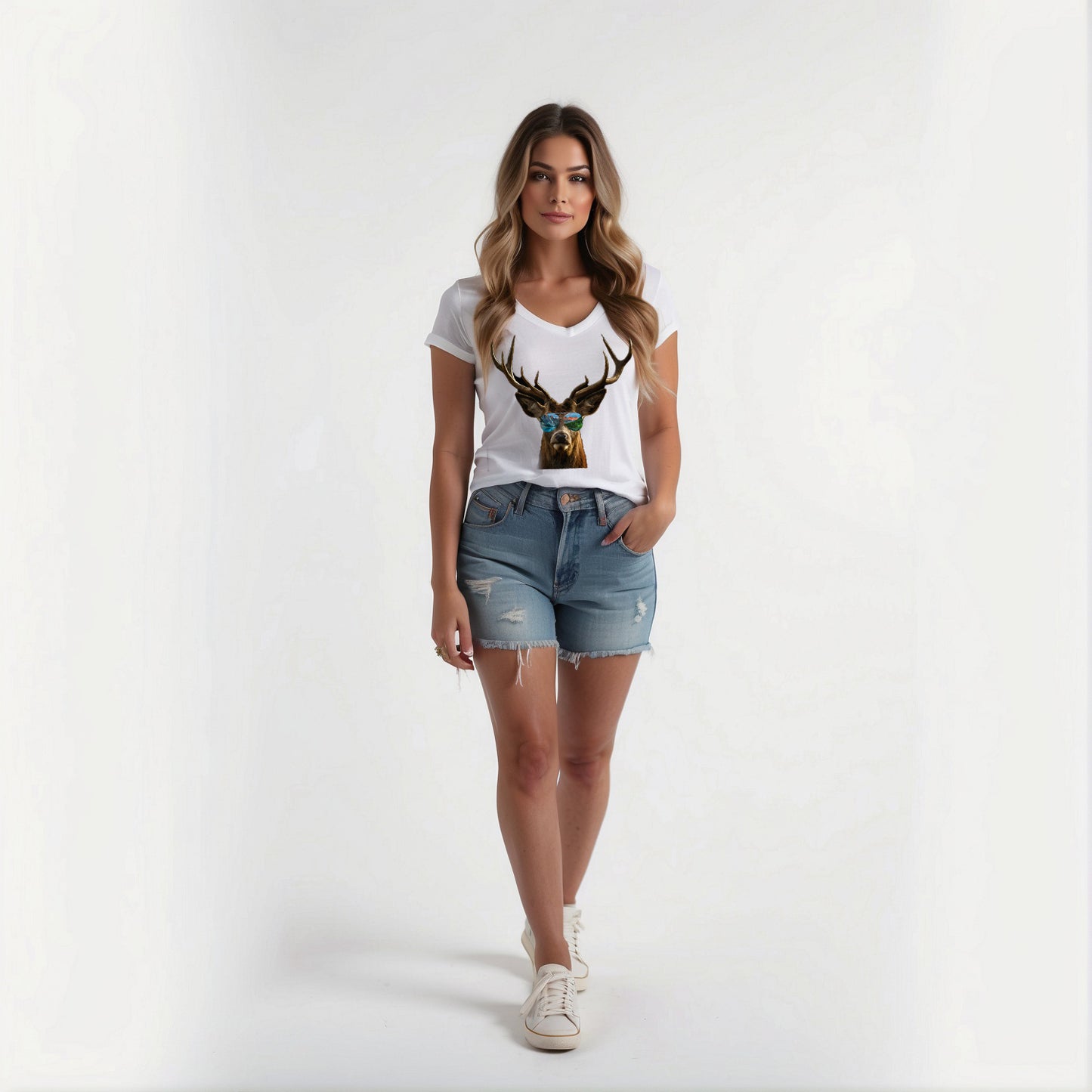 Short sleeve V-Neck t-shirt Animal PRINT