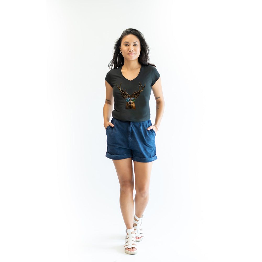 Short sleeve V-Neck t-shirt Animal PRINT