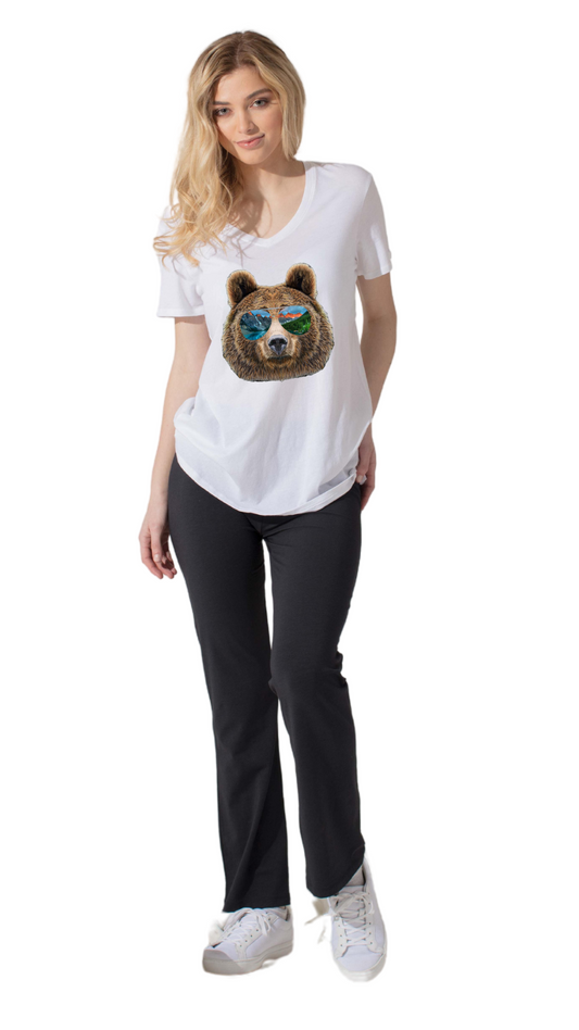 Short sleeve V-Neck t-shirt Animal Print Oversized