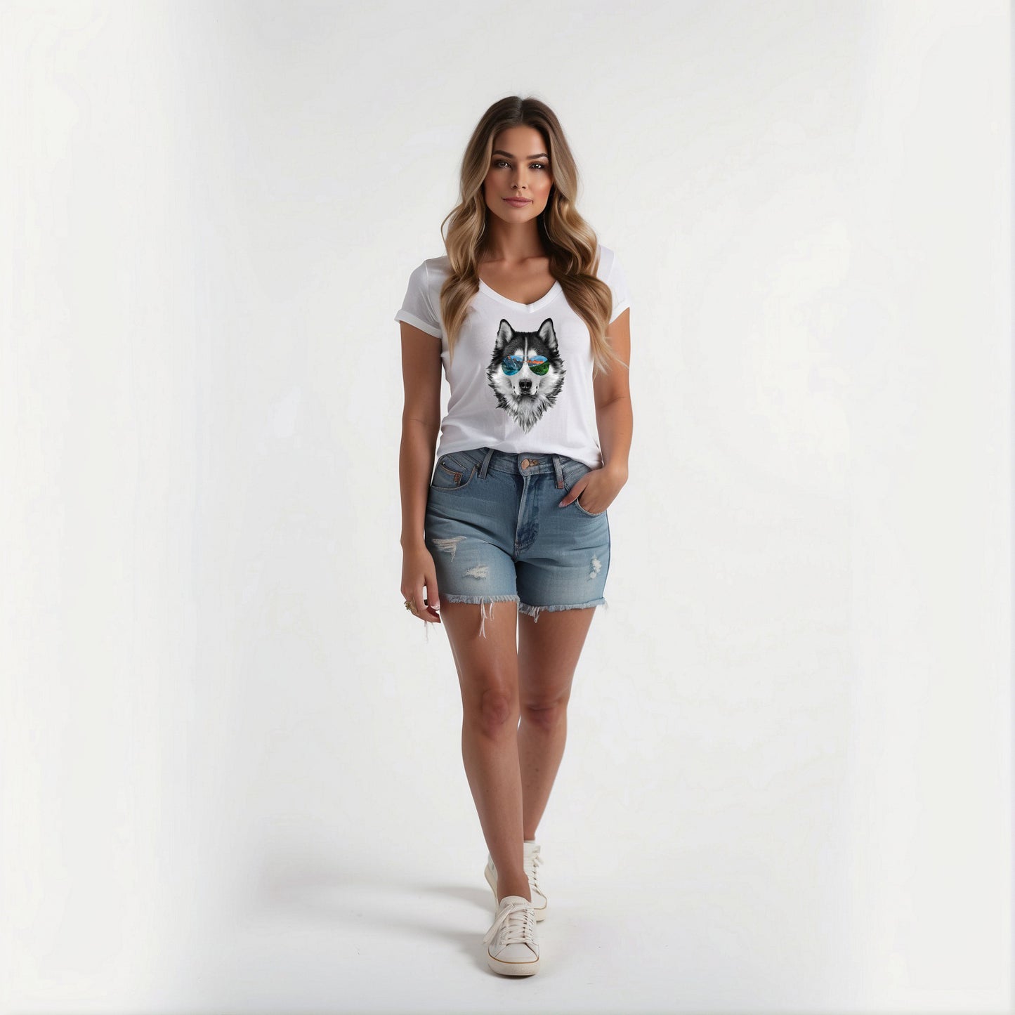 Short sleeve V-Neck t-shirt Animal PRINT