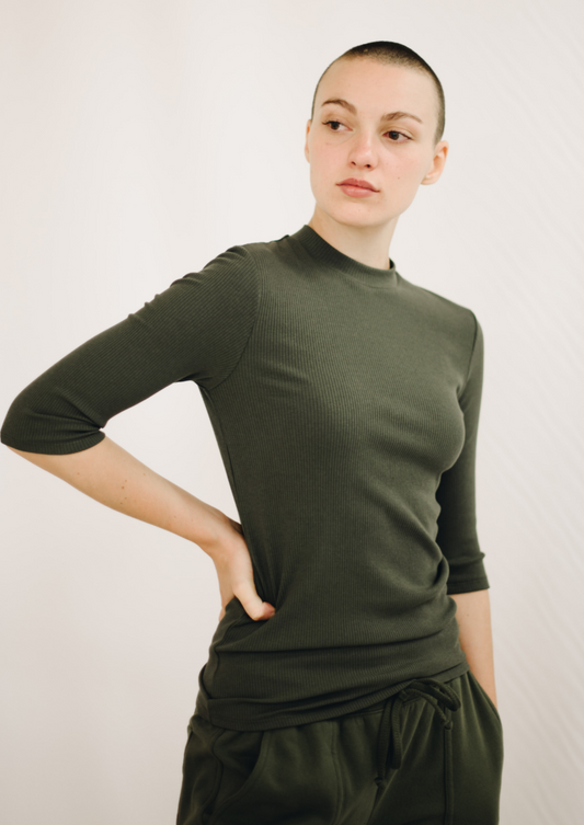 Mock Neck Rib SS