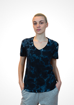 Short Sleeve V-Neck PIMA Sheer Slub Tie Dye