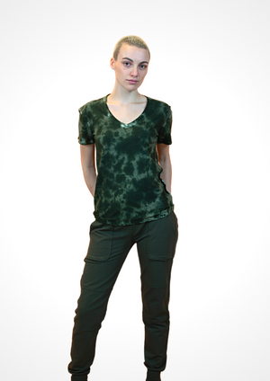 Short Sleeve V-Neck PIMA Sheer Slub Tie Dye